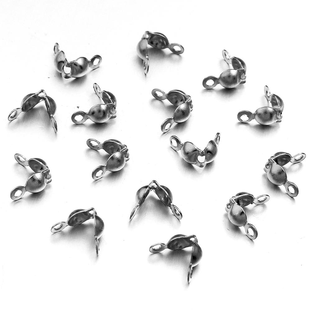 

200pcs/lot Metal End Crimps Beads Connector Clasps Knot Covers Beads For Jewelry Making DIY Bracelet Necklace Chains Supplies