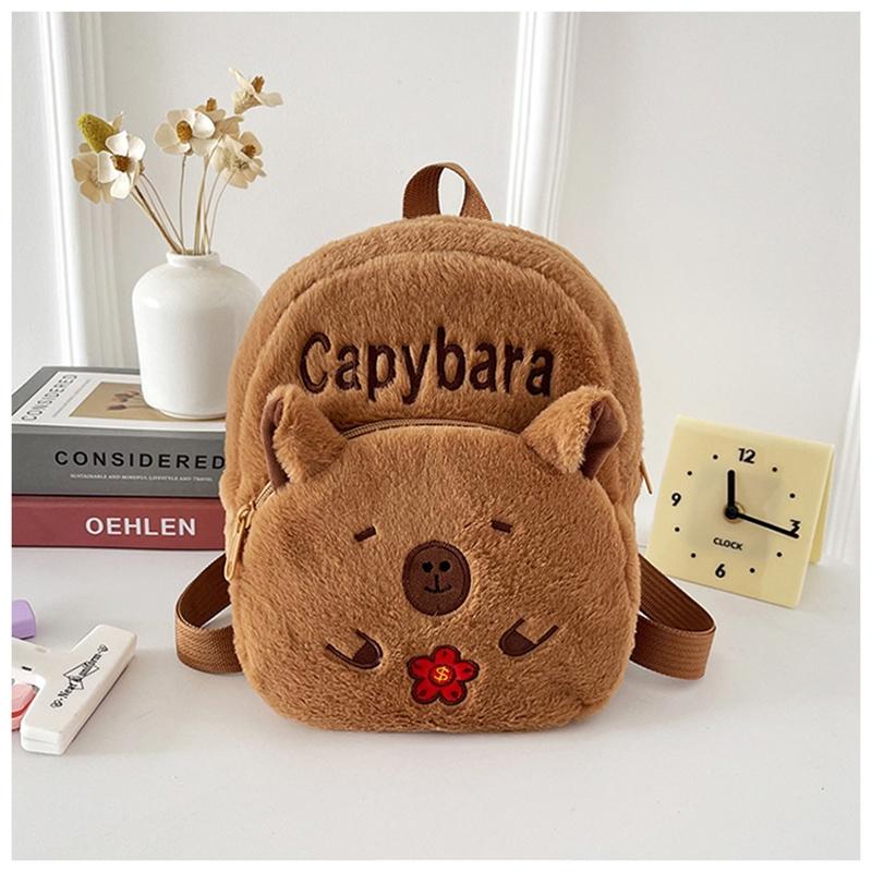 2025 Cute Capybara Plush Backpack For Kids Cartoon Animal School Bag Soft Shoulder Bag For Boys And Girls Kindergarten Gift