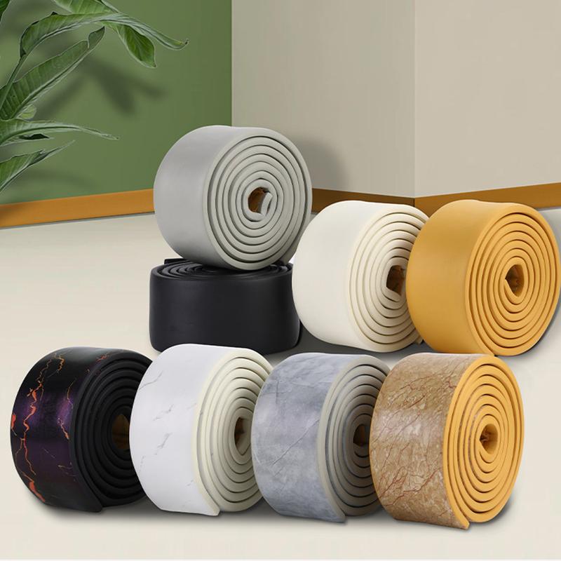 

2M Водонепроникний корпус Самоклеючий плінтус Лінія 3D Наклейка на стіну Потовщена прикраса проти зіткнень Дитяча кутова лінія сірий