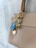 [mauve] Genuine Leather Key Ring for Women, Unisex, Made with German Shrunken Calfskin Leather, Compact Design with 5-Link Snap Hook (Blue)