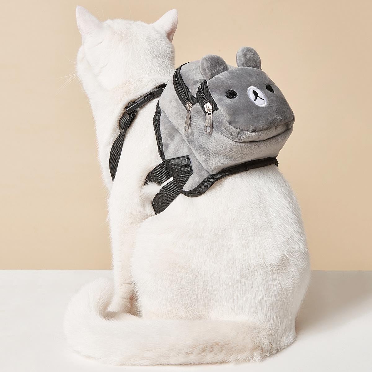 

Регулируемый рюкзак для домашних животных, подходящий для маленьких собак и кошек, для прогулок и приключений, удобный и комфортный для переноски серый