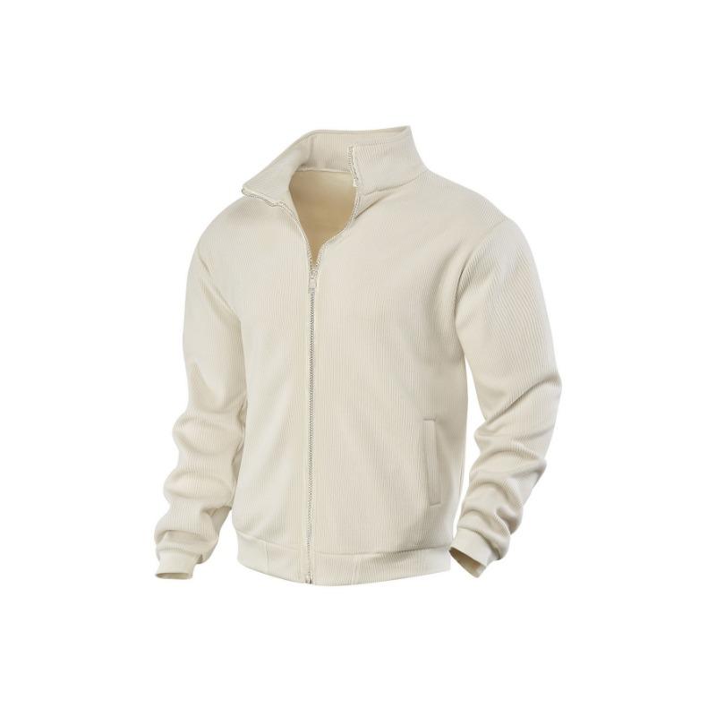 Men S Stand Collar Thick Fleece Lined Loose Casual Jacket