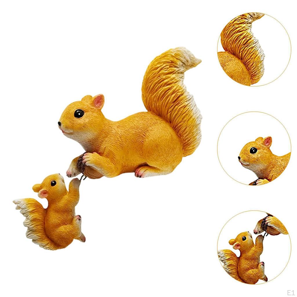 Squirrel Statue Resin Figurine Landscape Ornament Craft Gift DIY Garden Accessories Animal Sculpture