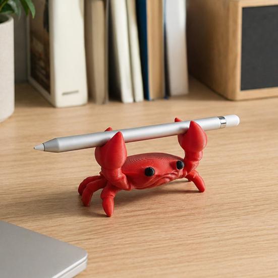 Nostalgie 3D Printed Crab Pen Holder, Cute Portable Cartoon Desk Organizer, Practical Home Decor Stationery Stand Figurine