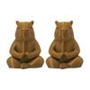 Meditation Cartoon Figure Hand Carved Wooden Small Animal Statue Desktop Mini Sculpture Decorative Handmade Ornament