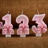 Cute Pink Bow 3D Number Cake Candles for Birthday Party Decorations Birthday Decoration Cake Decorating Tools for daily use
