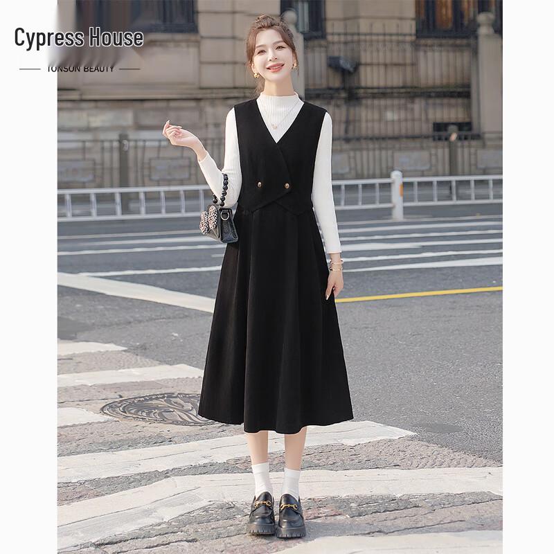 

Женское миди-платье без рукавов с V-образным вырезом, имитирующее костюм-двойку L