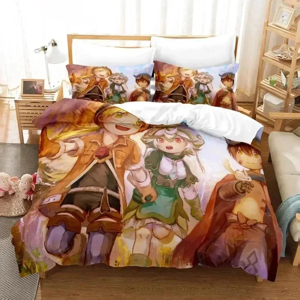 Anime Made in Abyss Set Biancheria da Letto Ragazzi Ragazze Twin Queen Size Copripiumino Federa Letto Bambini Adulti Moda Tessili per la Casa