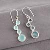 Aqua Chalcedony Gemstone Dangle Earrings 925 Sterling Silver Handcrafted Jewelry EE-161-18