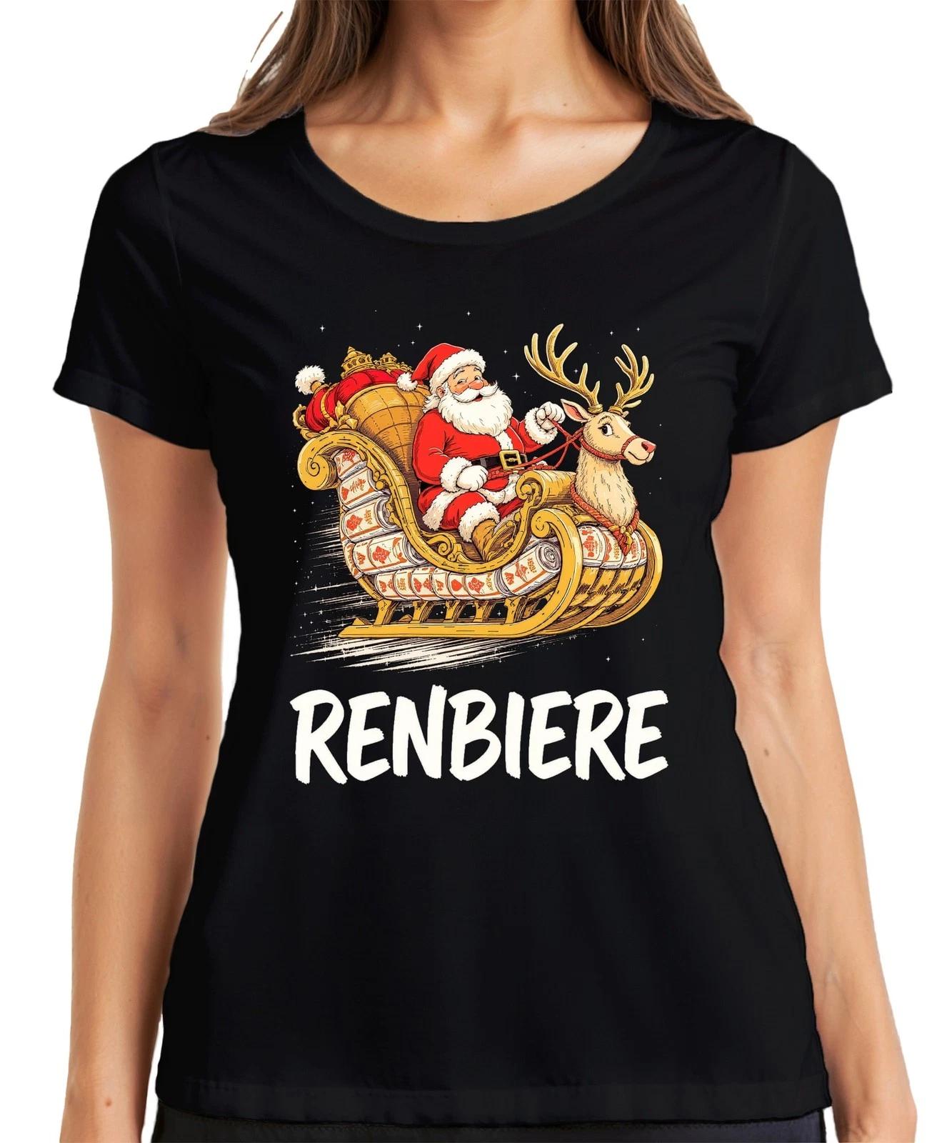 Renbiere Weihnachtsmann Schlitten Rentier Weihnachten Nikolaus Damen T-Shirt XXXXL
