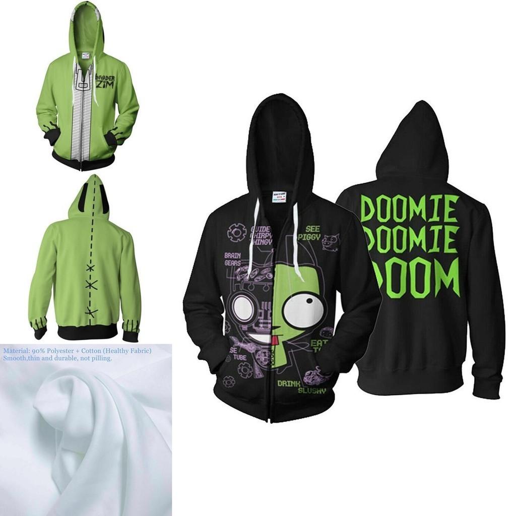 Invader Zim Costume Printed Men Zipper Hoodie Sweatshirt In Comfortable Soft Material