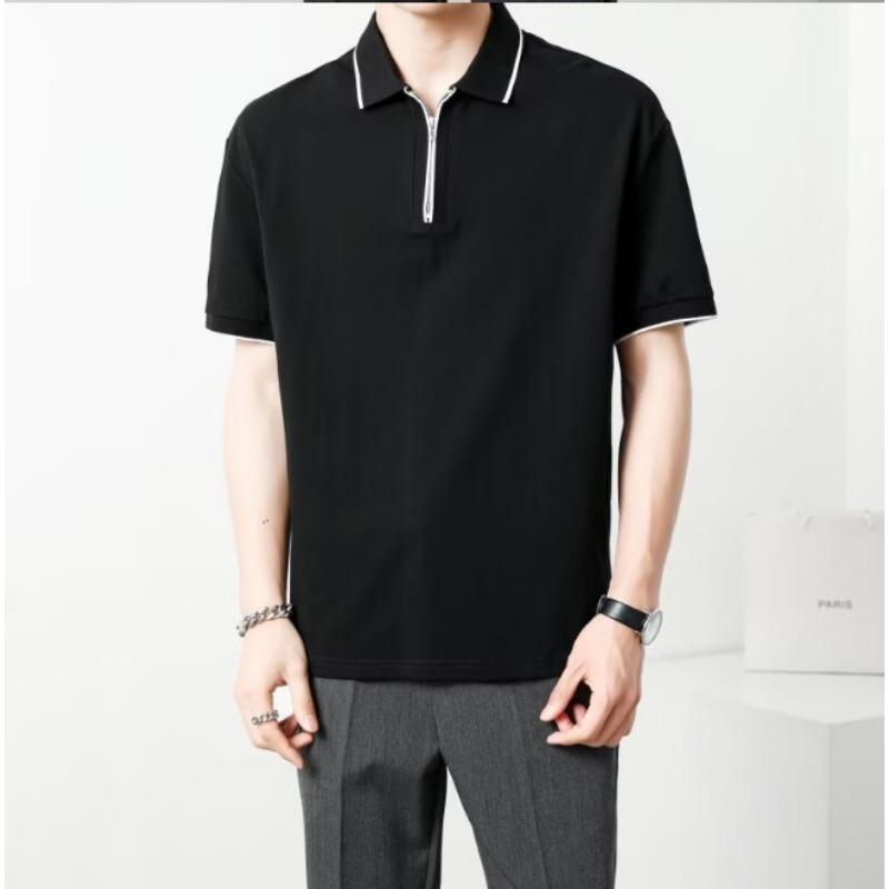 Men Half Zip Short Sleeve Polo Shirt Casual Loose Mens T Shirt