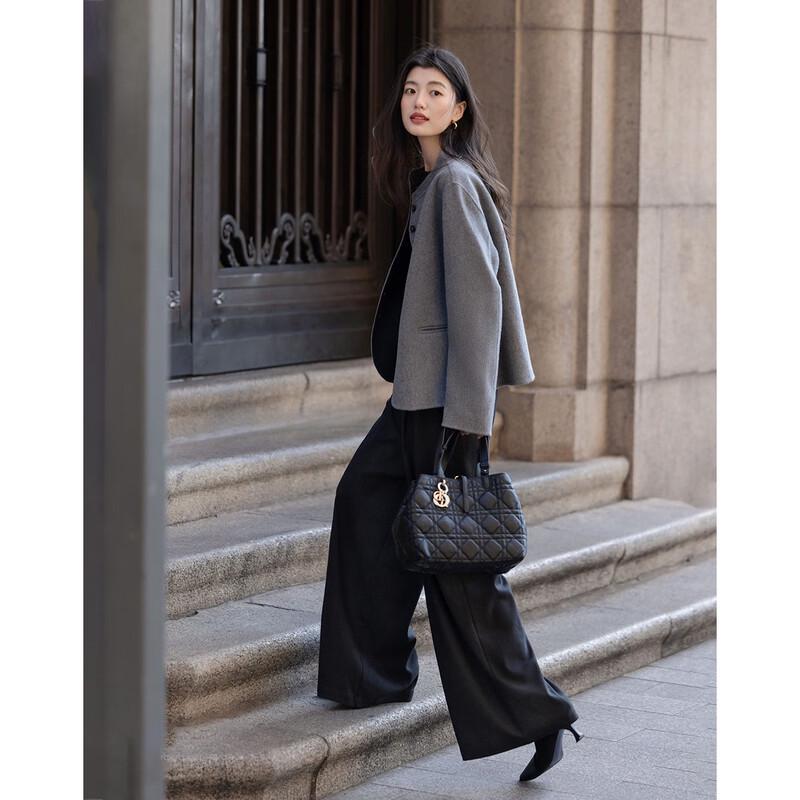 Demana New Chinese Style Fluffy Wool Blend Short Coat