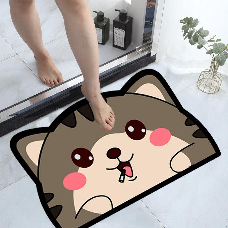 Toilet Non-slip Door Mat Cute Cartoon Diatom Mud Floor Mat Bathroom Door Floor Mat Anti-drop Absorbent Quick-drying Door Mat
