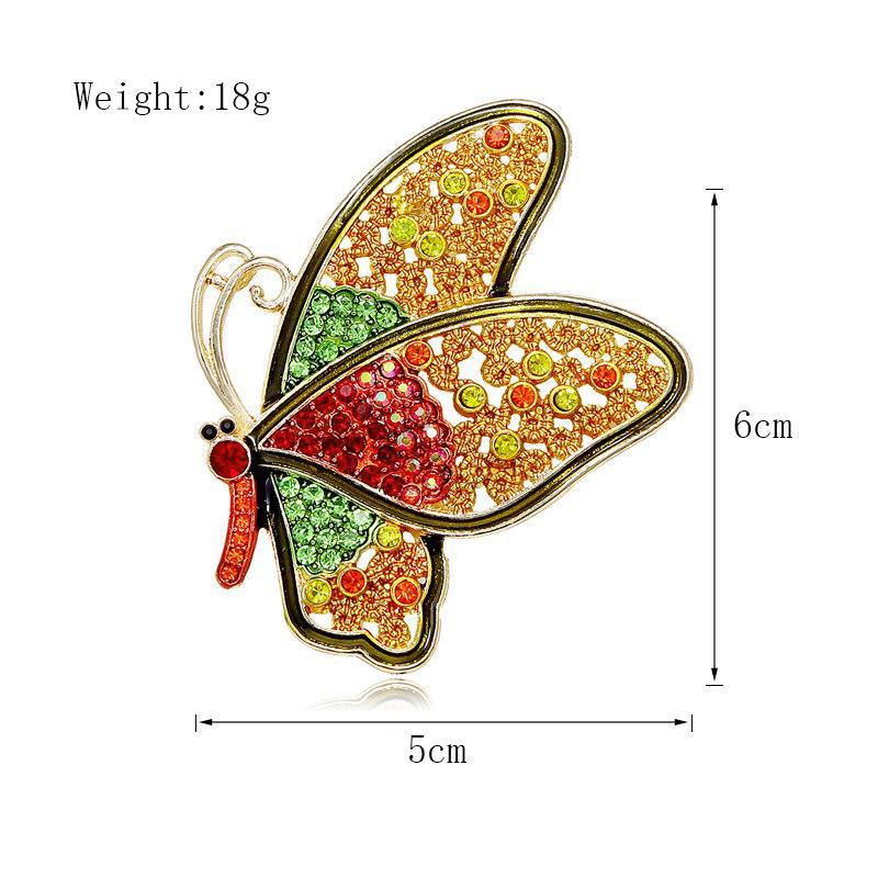 Luxury Colored Diamond Butterfly Brooch Creative Universal Design Women's Temperament Corsage Versatile Daily Clothing Pin Accessories