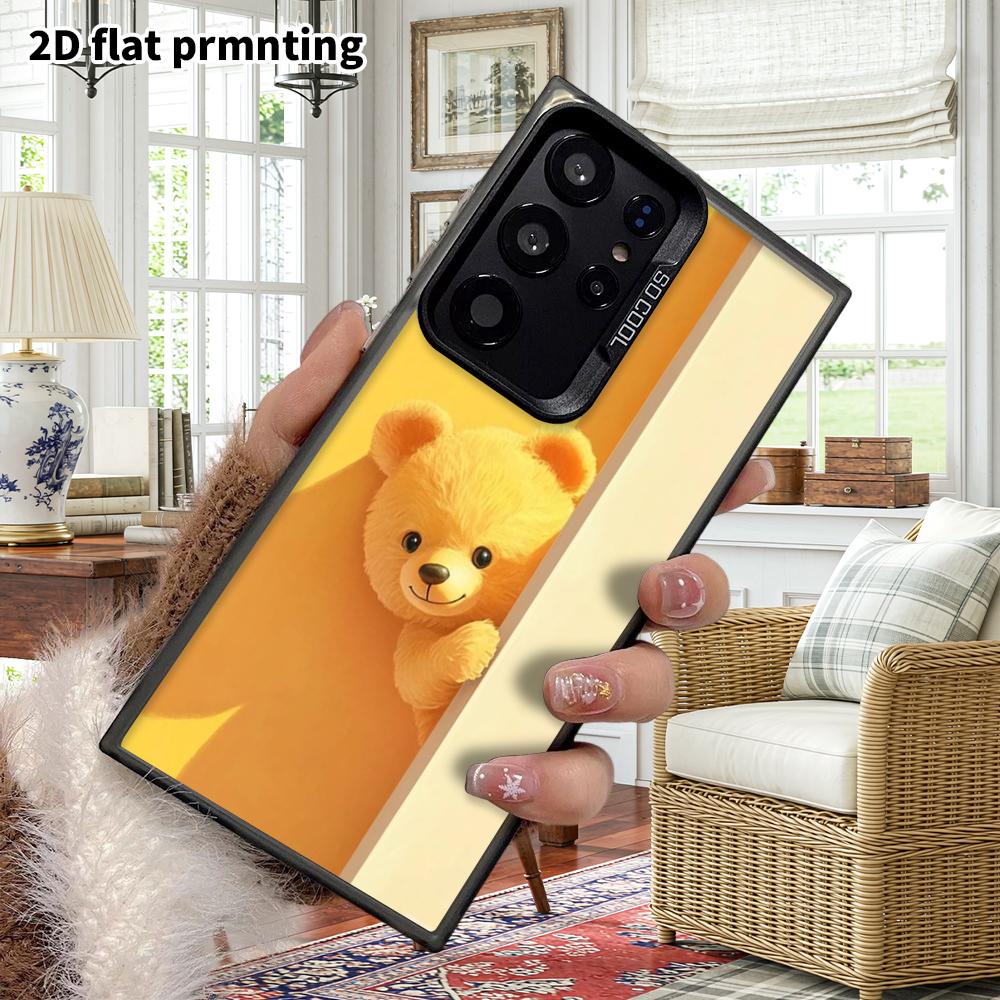 Phone Case: 2D Flat Samsung Galaxy A34 A35 M05 M06 S20 S22 S21 FE Plus 5G Protective Case, Couple Style, Door Gap Bear, Christmas and Halloween Gift