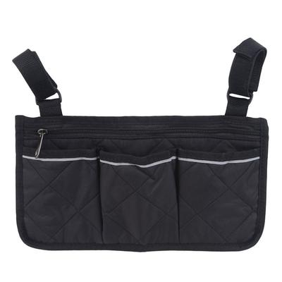 Organizer Seitentasche für Outdoor-Rollstühle, Ständer, Tragetasche, Armlehne, Aufbewahrungstasche, Schwarz