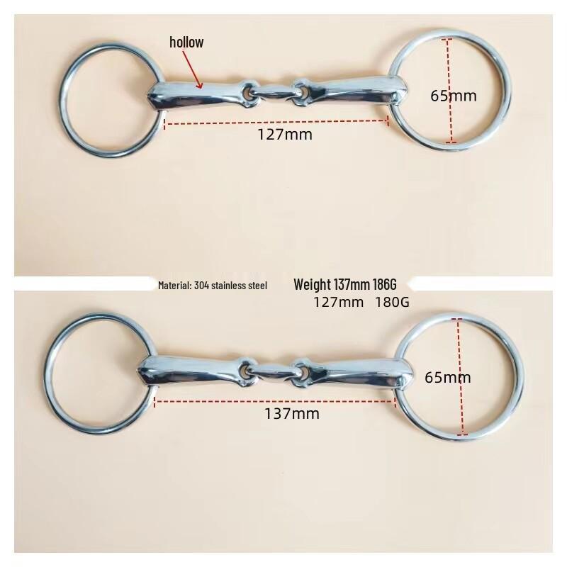 304 Stainless Steel Large Mouth Bridoon Horse Bit - Three-Piece Snaffle with O-Ring Ring for Mongolian Horses