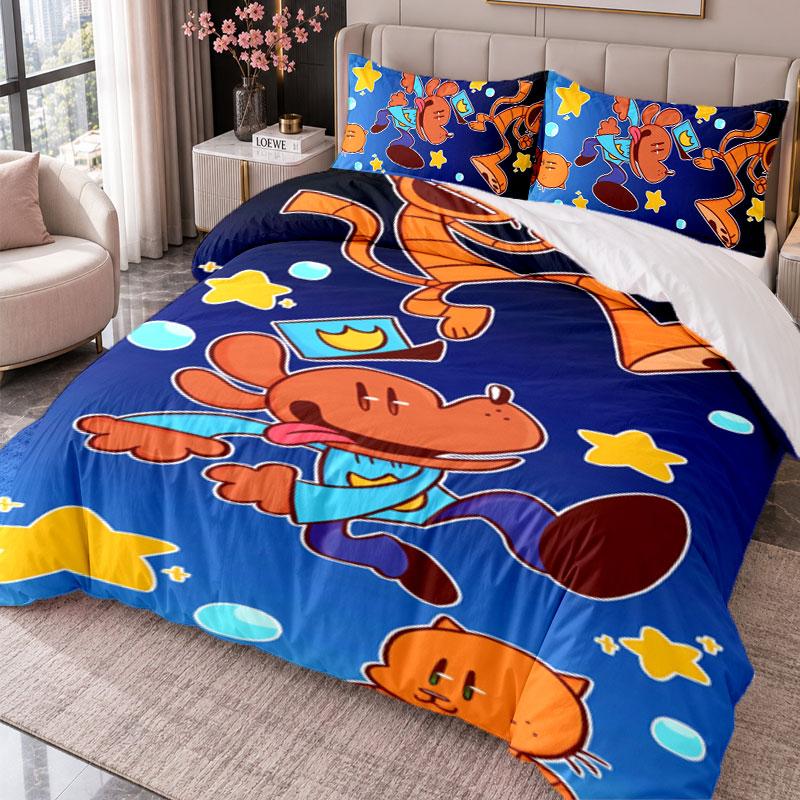Dog Man 3Pcs Bedding Set Duvet Cover With Two Pillowcases For Bedroom Home Decoration