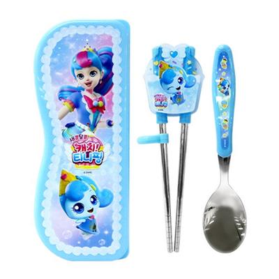 Leburn Sweet and Sour Catch Tiniping Spoon Two-Handed Correction Chopsticks Case Set, Sharpening, Spoon+Two-Handed Correction Chopsticks+Case, 1 Set