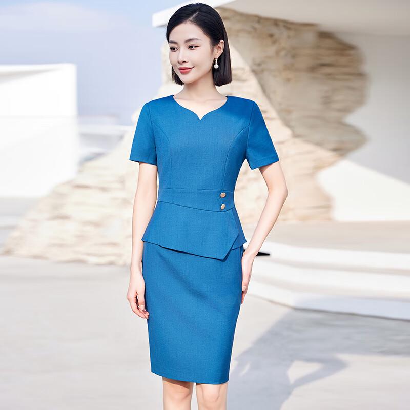 Teluoman Women's Short Sleeve Professional A-Line Dress