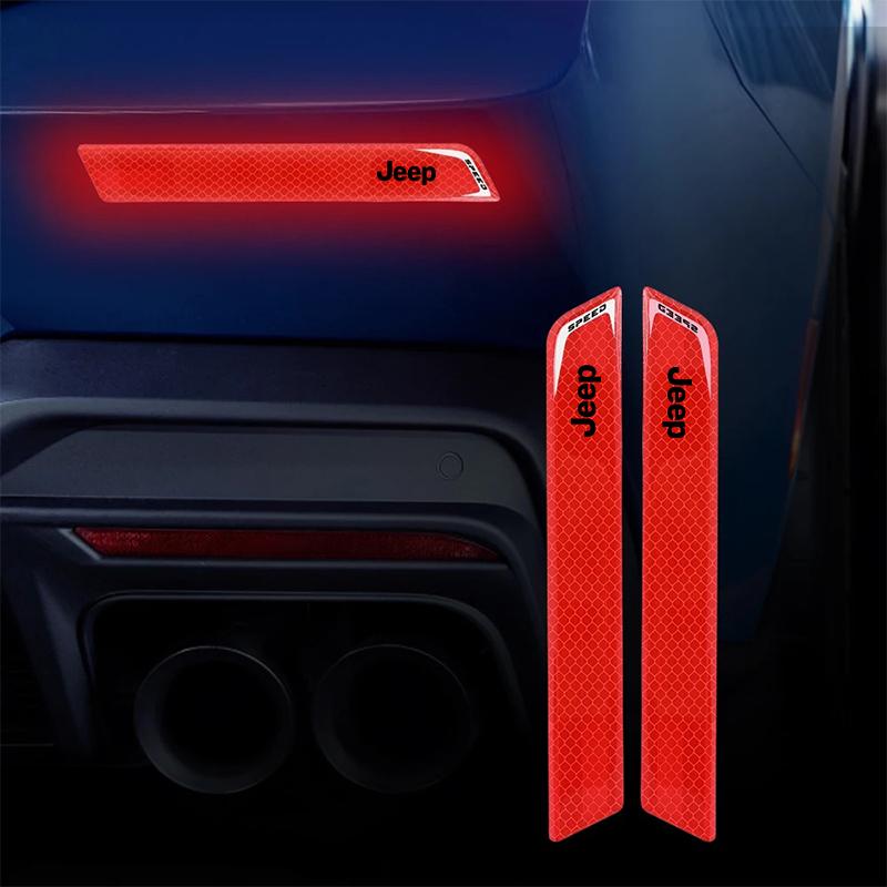 Durable Scratch-Resistant Car Rear Bumper Reflective Warning Decals for Jeep Renegade Wrangler JK JL Grand Cherokee Auto Parts