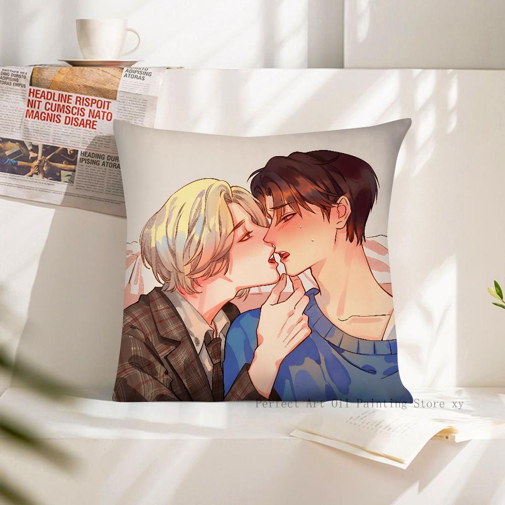 Anime BL Yaoi Pillow Case Square Pillow Cushion Cover Bedroom Sofa Room Decoration Casual Pillow Cover