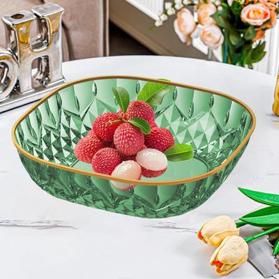 Clear Fruit Plate Dish Transparent Luxury Food Serving Container Decorative Snack Tray for