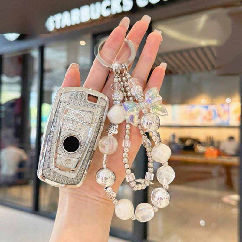 White Diamond TPU Remote Key Case For BMW 1 3 5 7 Series X3 X4 X5 X6 F10 F20 F30 F25 F31 M3 F34 F11 F15 F16 Key Cover Keychain