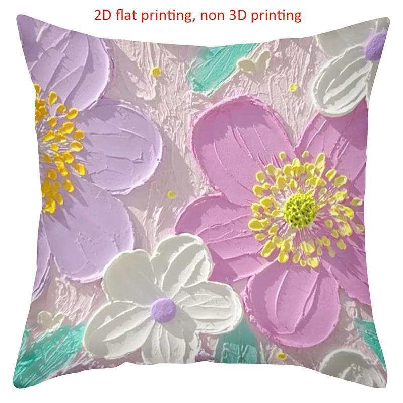 Floral Patterned 2D Printed Cushion Covers for Home Polyester Pillowcase, Sofa Decorative Cushion Cov Headboard Pillow
