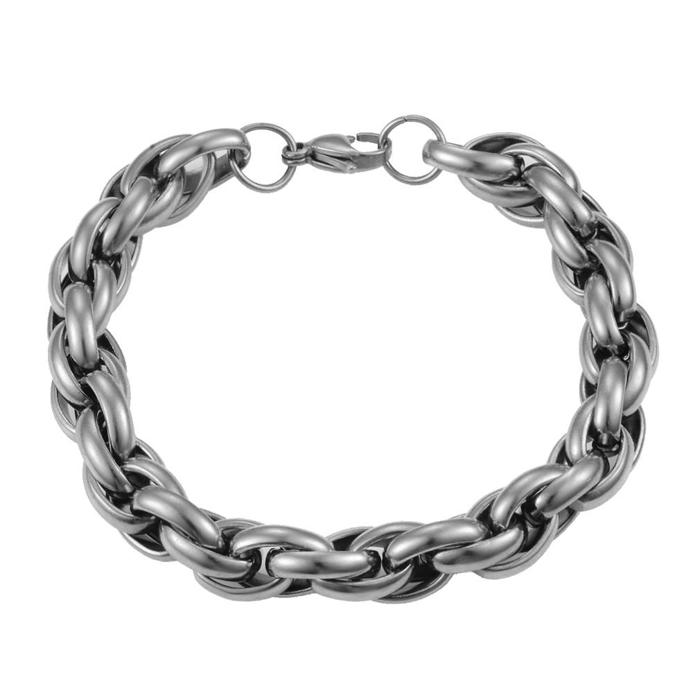 

Stainless Steel Chain Retro Metal Twist Chain Bracelet Width 8mm Men s Hip Hop Fashion Jewelry 21.5CM срібний