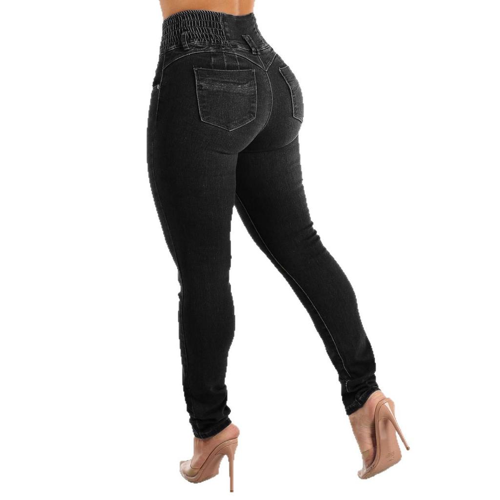 Evropské Horké Výprodejové Štíhlé Pružné Dlouhé Džíny s Vysokým Pasem - Sexy Skinny Kalhoty Zvedající Zadek