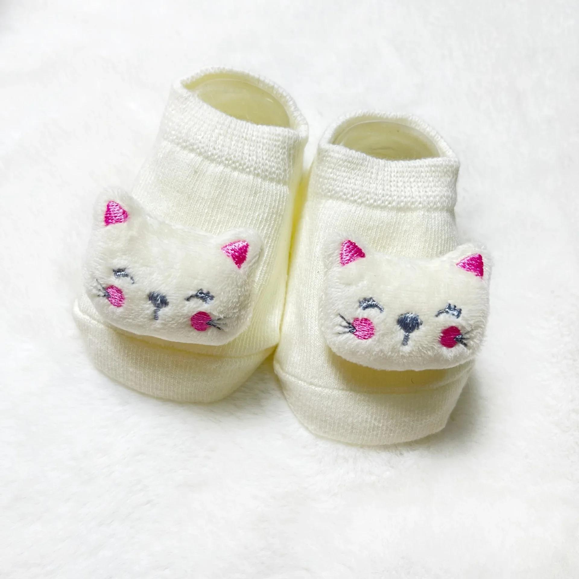 Кавайный Хлопок Младенец Малыш Мальчик Девочка Стич Одежда Корейский Милый Мультяшный 3D Кукла Новорожденный Резина Противоскользящие Напольные Носки M (1-3years old)