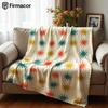 Retro Multicolor Star Cartoon Anime Print Flannel Blanket Soft Warm Throw for Kids Bedroom Sofa Christmas Office Car