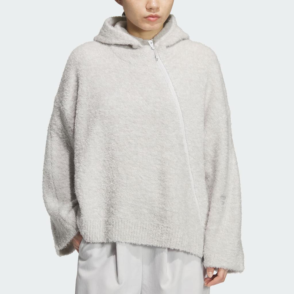 Adidas FOS FW25 Future Style Knitwear Solid Color Loose Fit Hooded Long Sleeve Sweater Women sweater Light-Gray KC5782