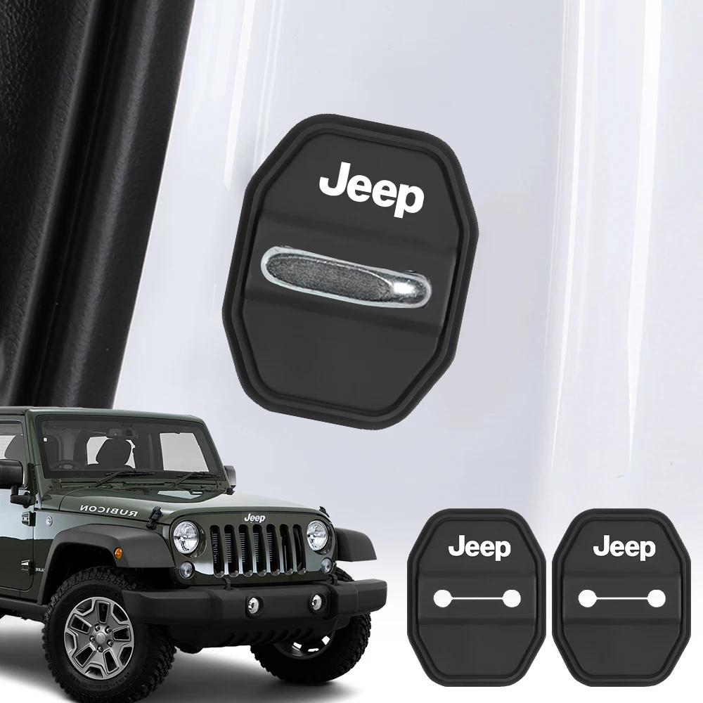 4Pcs Silicone Car Door Lock Protector Cover Anti-Scratch for Jeep Wrangler Grand Cherokee Avenger Compass Wagoneer AJX1