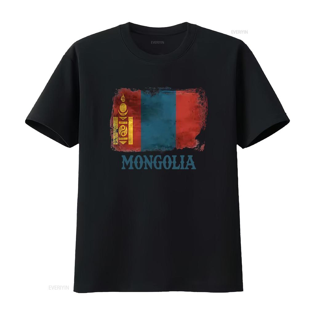 Mongolia Flag T Shirt Asian Country Souvenir Patriotic Design for Proud Mongolians Vintage Washed Unisex Stylish