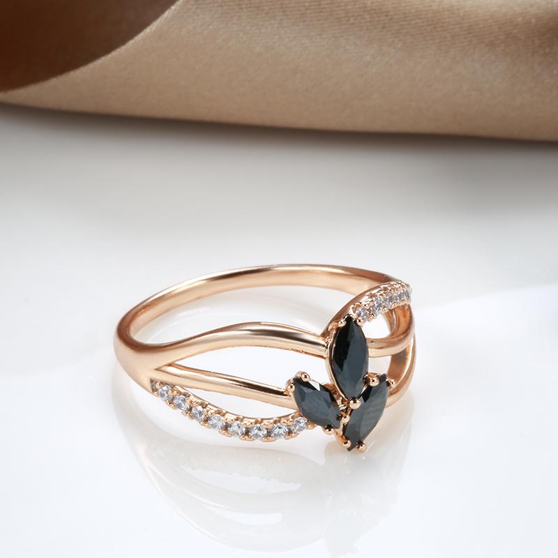 Anelli con fiore in cristallo di zircone nero Kinel per donna