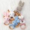 Animals Baby Crochet Rattle Wood Ring Knitting Gym Toy Cartoon Bunny Rattles Toys  Educational Toy