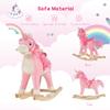 Kinder Plüsch Schaukelpferd Reittier Einhorn mit Geräusch Bewegendem Mund Wedelndem Schwanz Kinder Schaukeltier Spielzeug Geschenk 3-6 Jahre Rosa