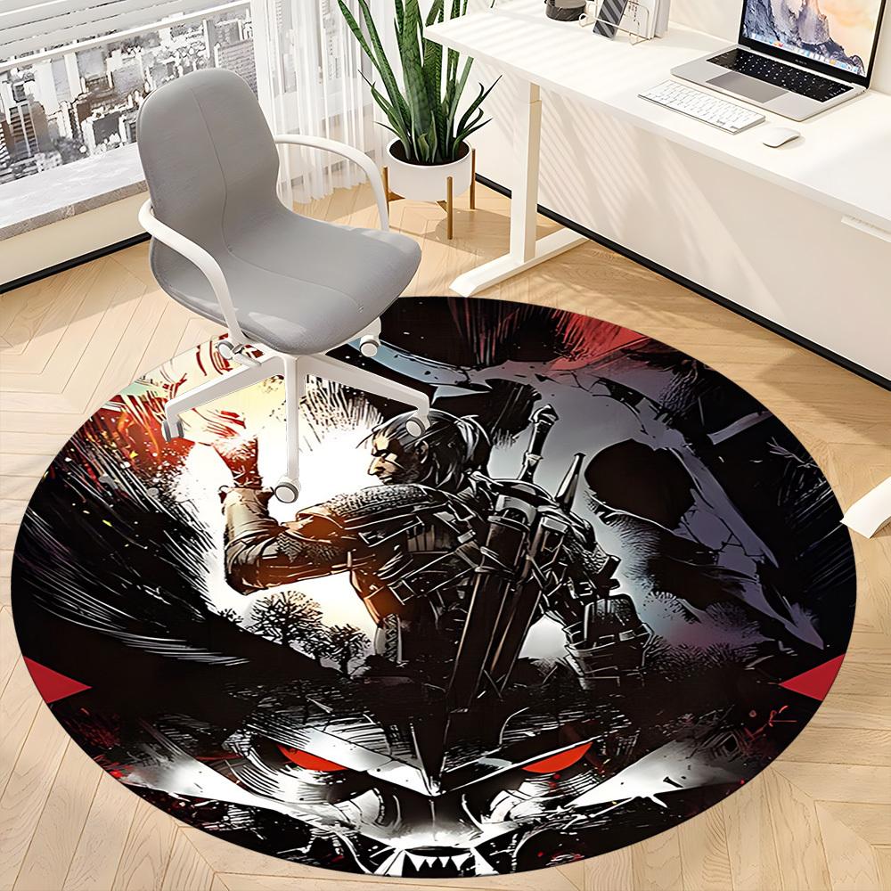 1PC Warrior Armor Office Round Rug, Non-slip, Soft and Durable Office Rug for Interior Decoration, Perfect for Office yy250915089