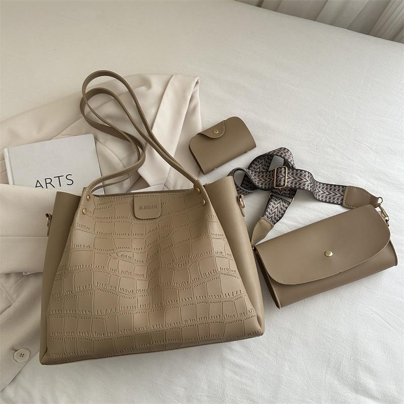 

Большая сумка с узором крокодила женская 2025 новая ретро сумка-тоут большой вместимости текстура мягкая ПУ однотонная цепочка сумка для поездок хаки