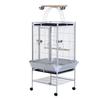 Bird Aviary with Wheels Height 161.5cm, Steel Bowls and Wooden Perches, Silver