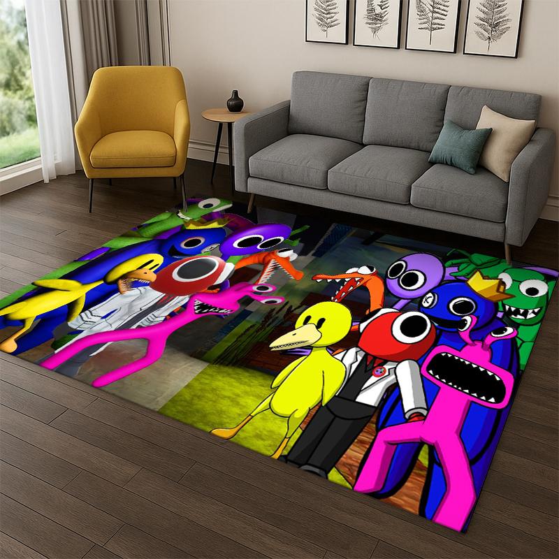 3D R-Rainbows Friends Animacinis Žaidimas Kilimas Kilimas Miegamojo Svetainės Sofos Žaidimų Kambario Durų Kilimėlis Namų Dekoras, Vaikų Zonos Kilimas Neslystantis