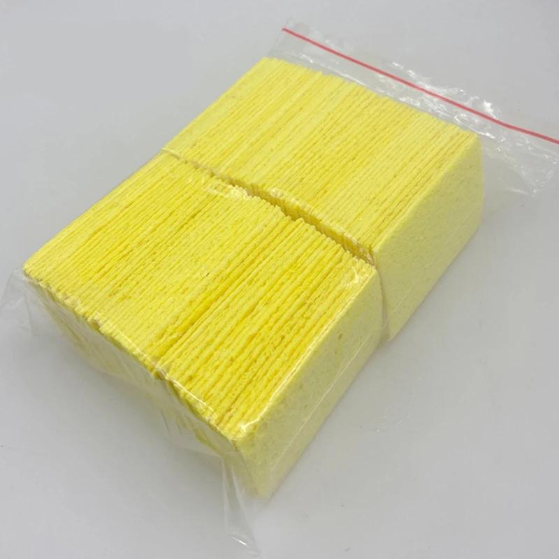 

100Pcs Yellow Cleaning Sponge Pads for Electric Welding Soldering Iron - Durable Soldering Iron Cleaning Cleaner