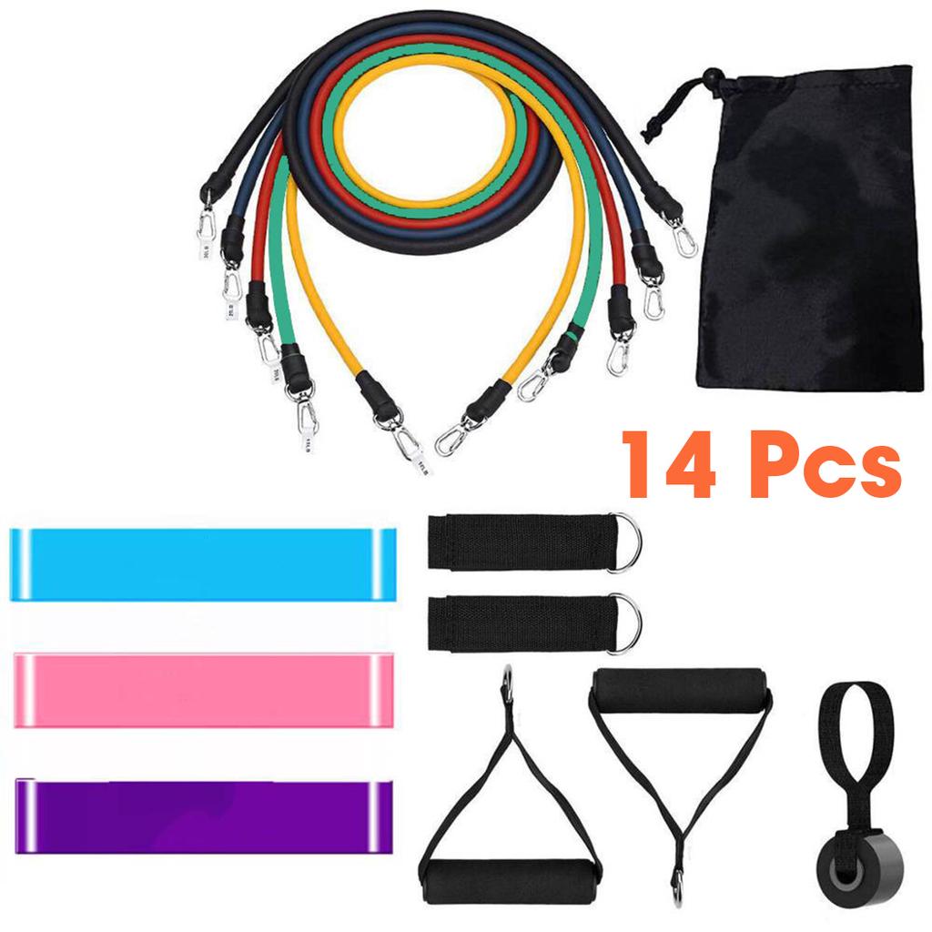 Home Exercise Later Resistance Bands Set 17pcs Indoor Gym Fitness Starps Kit