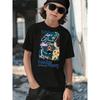 European Size Boys Round-neck Short-sleeved T-shirt with Forest Party Animal Pattern Print