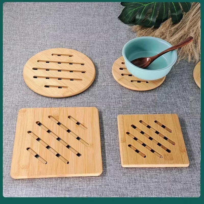 Hot Dinner Mat 1PC Insulated Dining Table Pots and Pans Mat Wood Non-slip Cups and Bowls Mat Openwork Round Household
