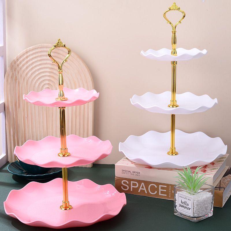 Tavă cu trei etaje în stil nordic pentru fructe și gustări pentru living