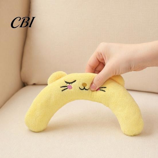 Embroidered Cat Toy Interactive Pet Pillow, with Built-in BB Sound Device, Soft U-shaped Neck Cushion U-Shaped Protector, for Cats And Dogs